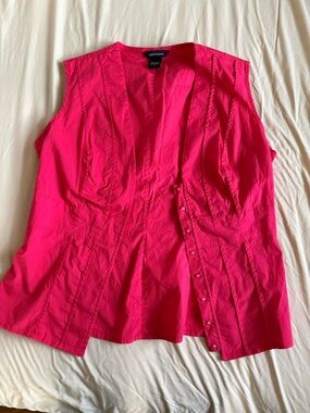 Vintage Moda International Fuchsia Peplum Waist Top Vest Size M